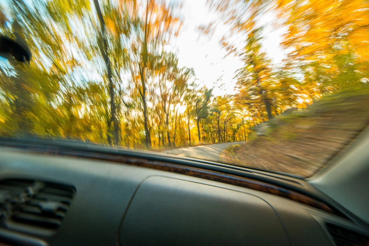 View at the road from my trusty old Benz.
