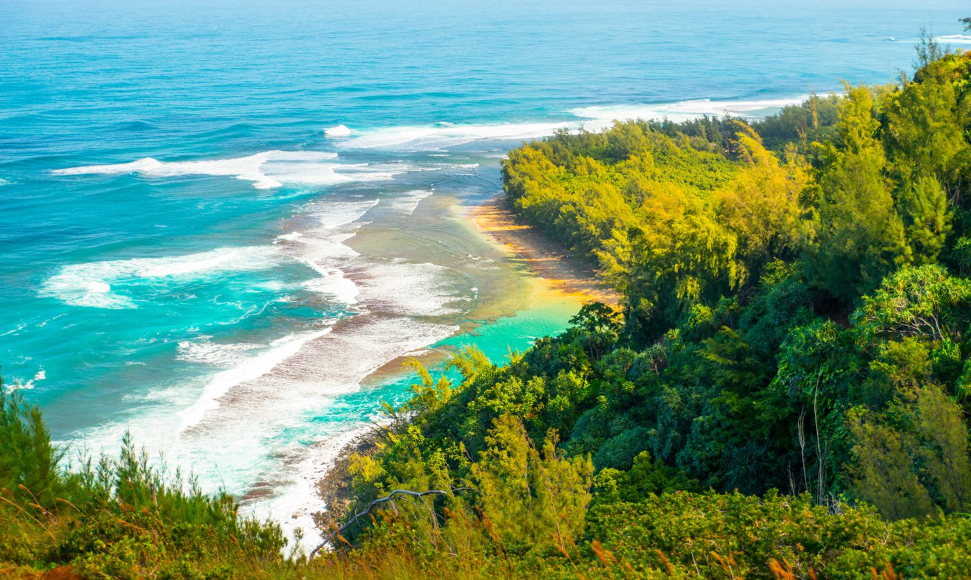 Ke'e Beach as seen from the Kalalau Trail